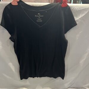 Tommy Bahama Women's V Neck Black Top Stretchy A Basic Goes With Everything 62